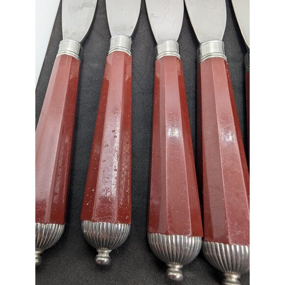 Laslo for Mikasa Silverware Plastic handle Burgundy faceted 17 Pieces HTF READ - Picture 7 of 16